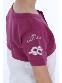 Tricou baieti cu nasture, mov si alb NDZ4487 - Magazin online - Boutique